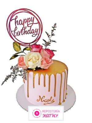 Torta Drip Cake con Rosas