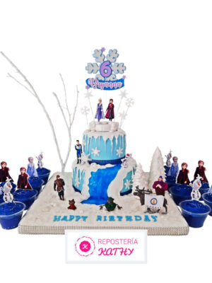 Torta y Cupcakes de Frozen, con Elsa, Anna y Olaf