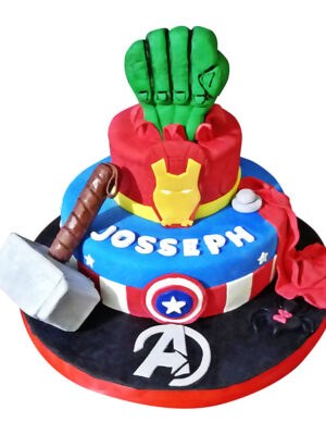 Torta Los Vengadores - Avengers. Thor, Iron Man, Hulk y Capitán América.