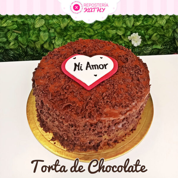 Torta con Chocolate Mi Amor con Corazón Comestible